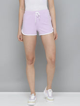 Women Solid Lavander Regular Shorts
