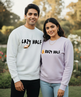 Lazy Half – Crazy Half – Couple Oversized Sweatshirts (Set of 2) | Premium 400 GSM