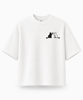 Cat's High Five — Waffle Knit Boxy Oversized T-shirt
