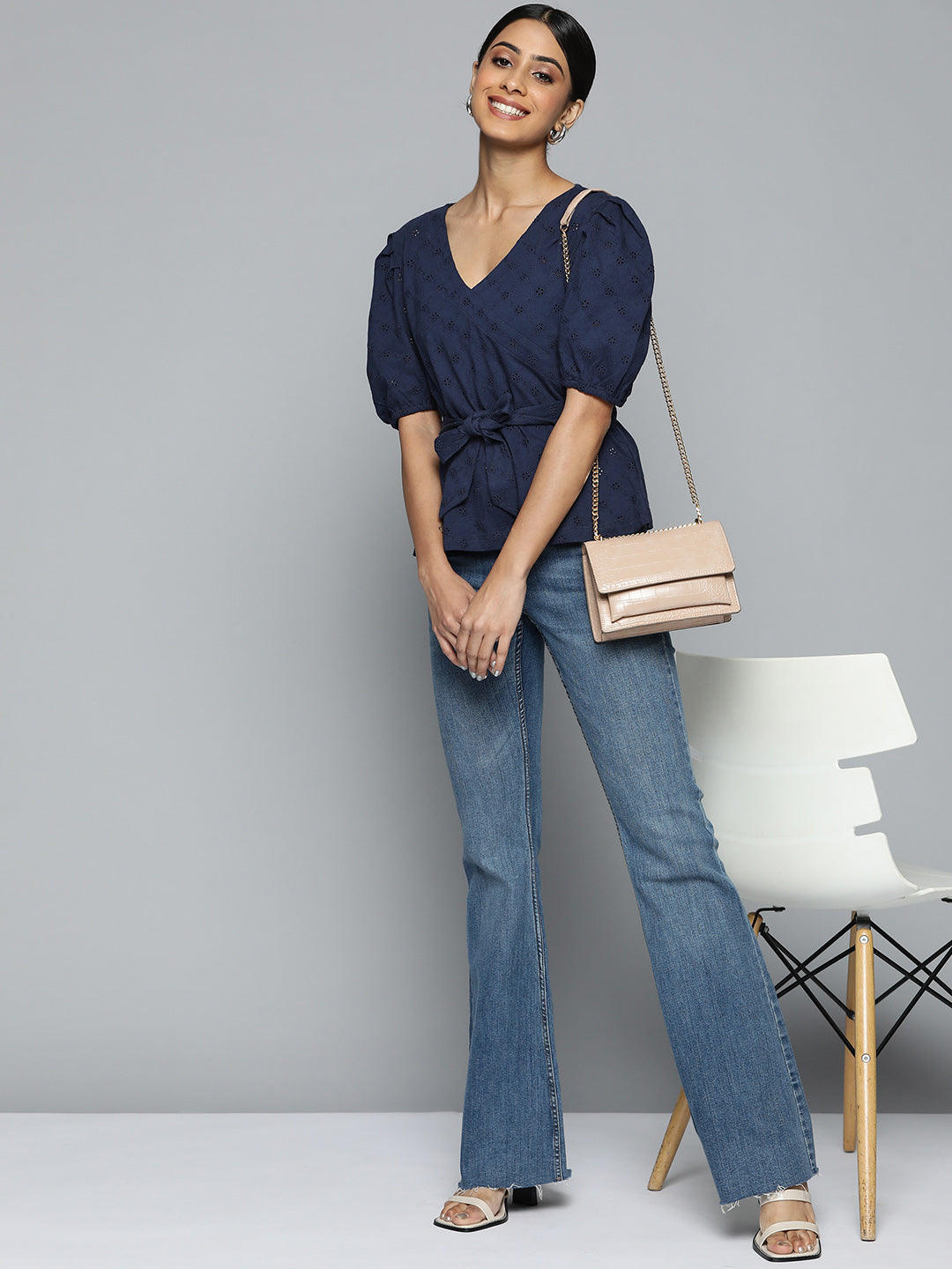 Women Schiffli Wrap Top