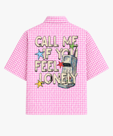 Call Me If You Feel Lonely - Pink Gingham Boxy Fit Half Sleeve Check Shirt