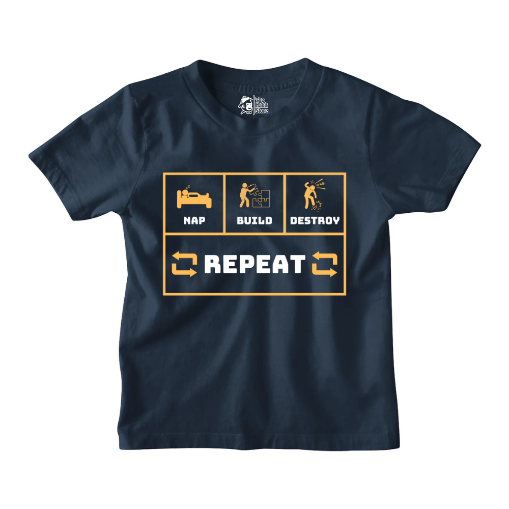 Nap Build Destroy Repeat Kids' T-Shirts for Nonstop Smiles!