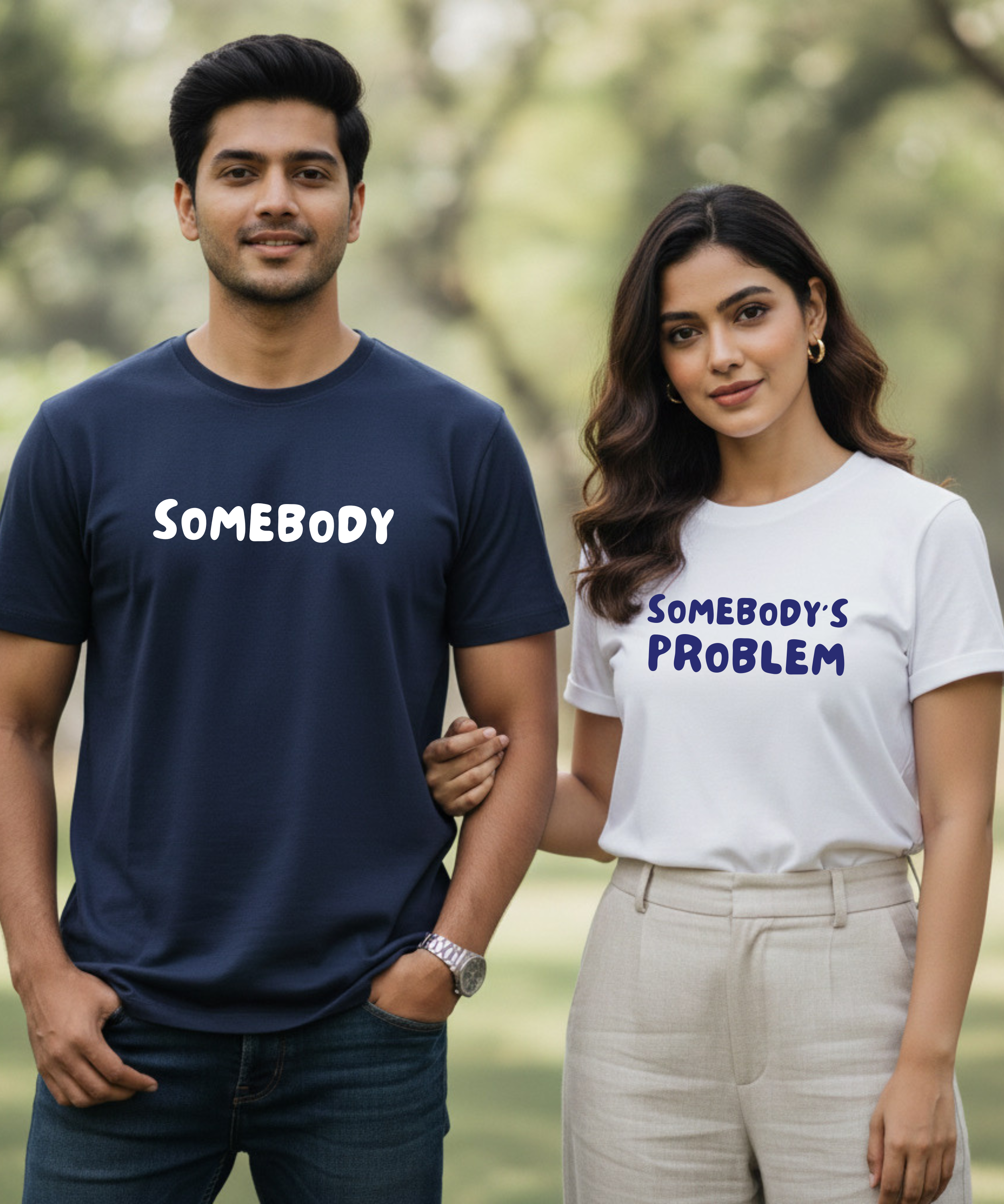 Somebody Couple Regular Fit T-shirts (Set of 2) Pack of 2