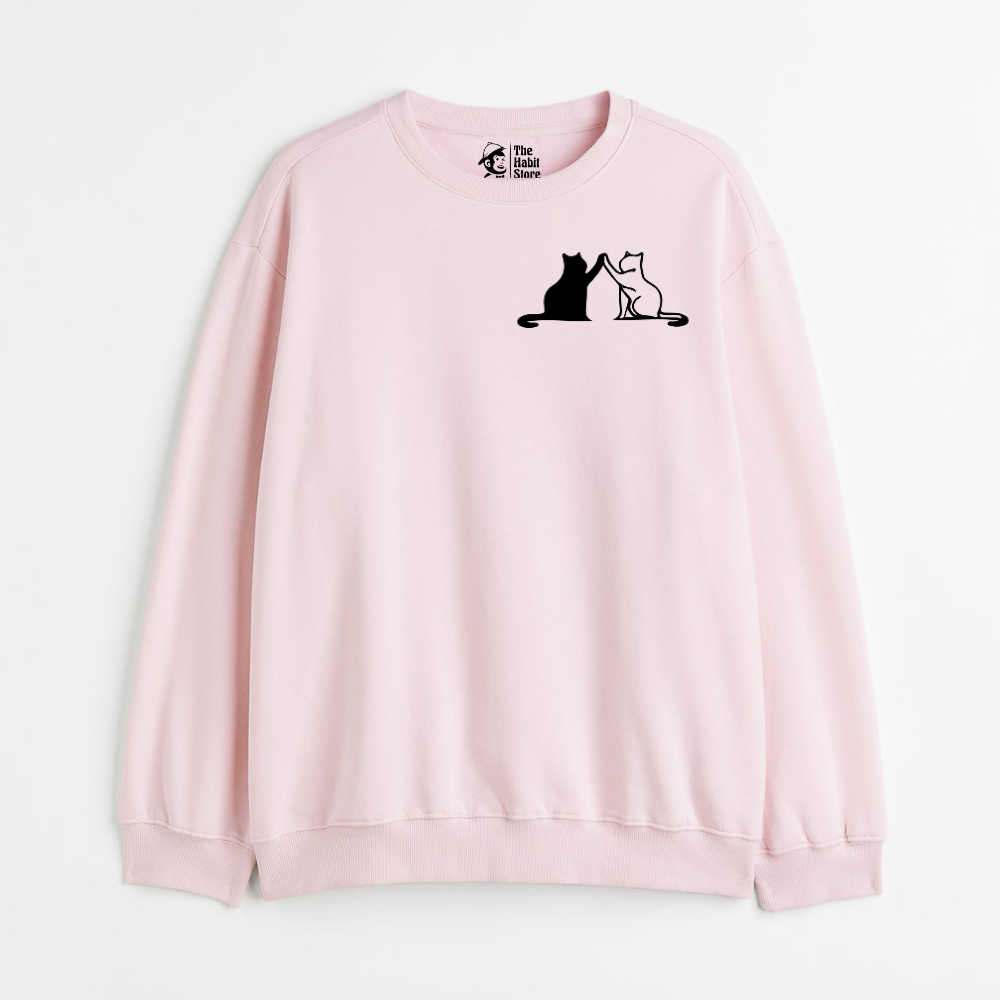"Cats High Five - Cozy Delight: Winter Bliss Unisex Oversized Sweatshirt (400 GSM)"