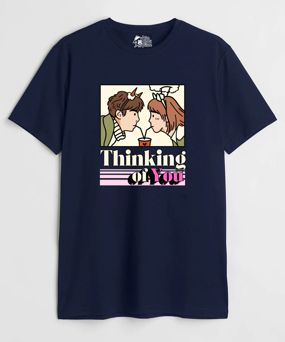 Thinking Of You Couple Unisex Round Neck Half Sleeve T-shirt