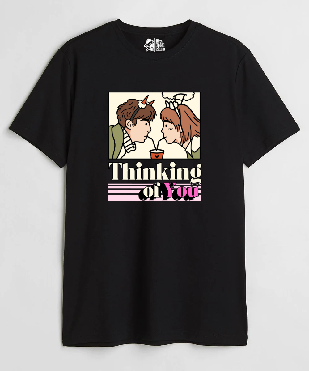 Thinking Of You Couple Unisex Round Neck Half Sleeve T-shirt