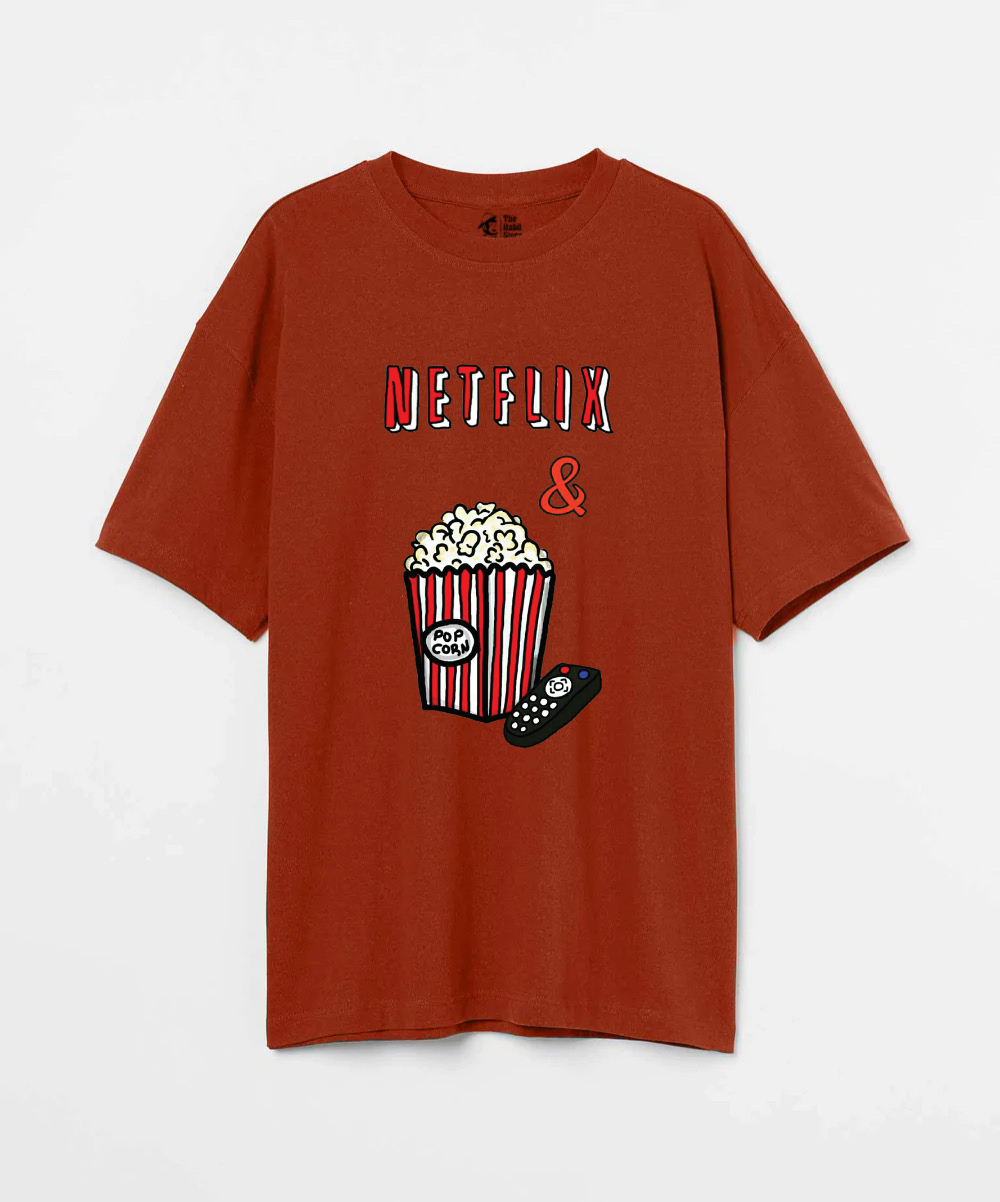 Netflix & Popcorn 240 GSM Unisex Oversized T-shirt