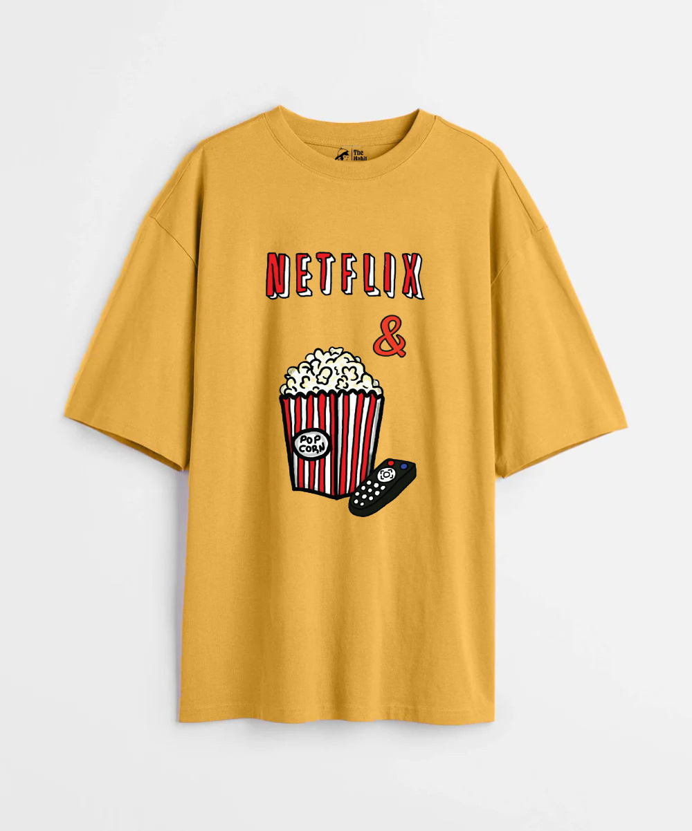 Netflix & Popcorn 240 GSM Unisex Oversized T-shirt