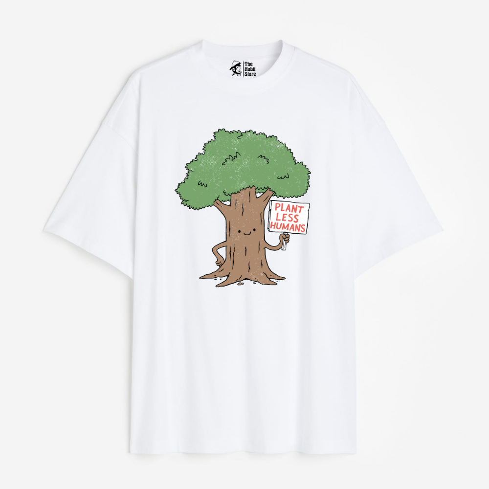 Plant Less Humans Lightweight 180 GSM Unisex Oversized T-shirts