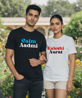 Calm Aadmi / Kaleshi Aurat – Couple Regular Fit T-shirts (Set of 2)