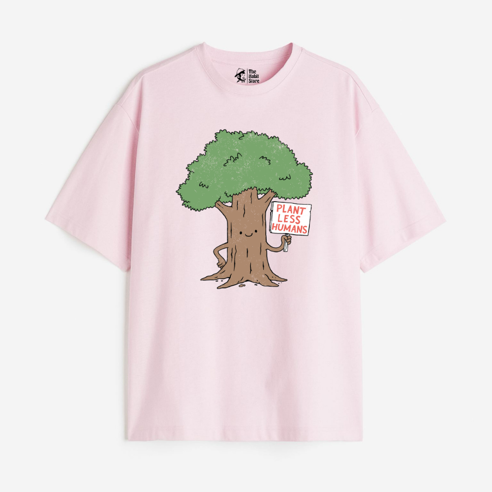Plant Less Humans Lightweight 180 GSM Unisex Oversized T-shirts