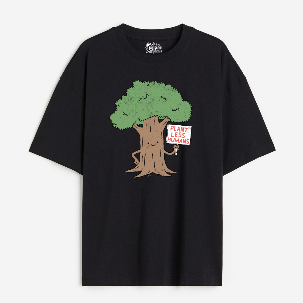 Plant Less Humans Lightweight 180 GSM Unisex Oversized T-shirts