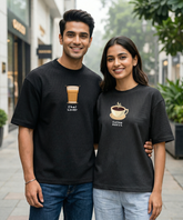 Chai Lover / Coffee Addict – Couple Oversized Fit T-shirts (Set of 2)