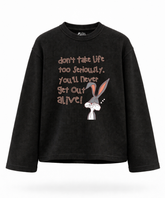 Don't Take Life Too Seriously - Waffle Knit Oversized Full Sleeve