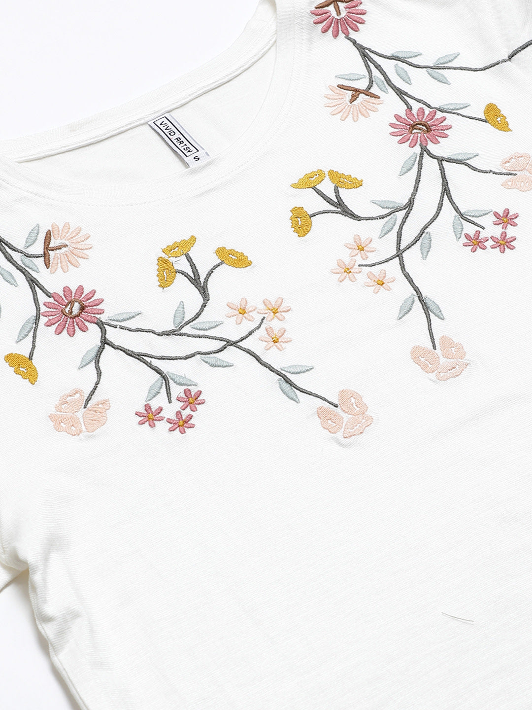 Women's Embroided White Crop Top