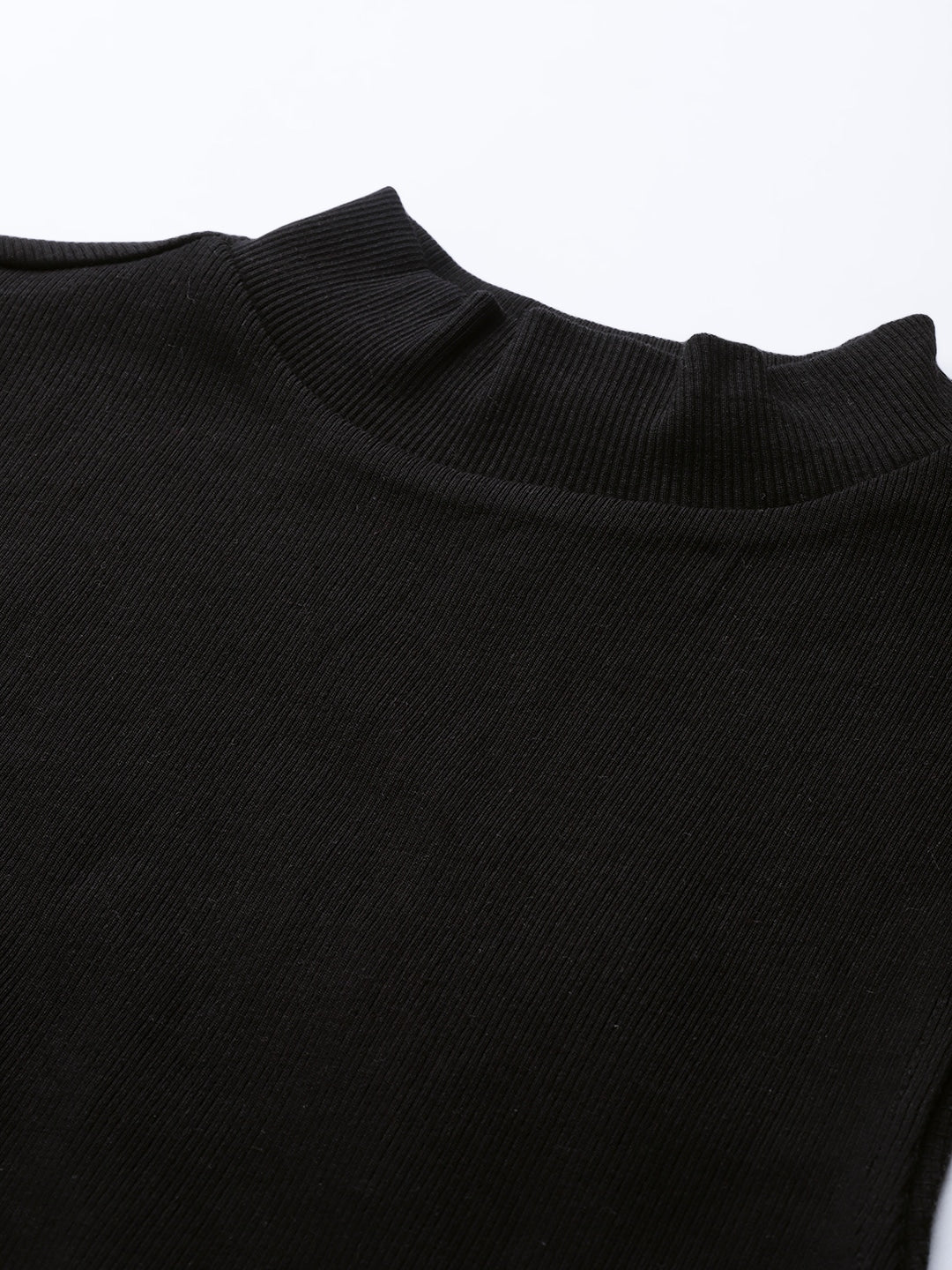 Women Ribbed Crop Top Black