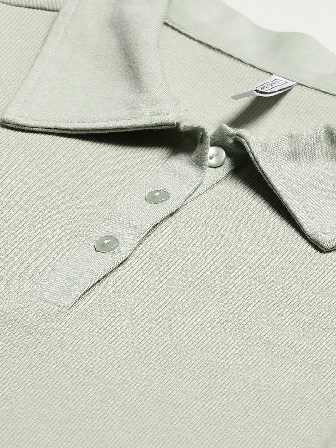 Women Solid Green Polo Collar T-shirt