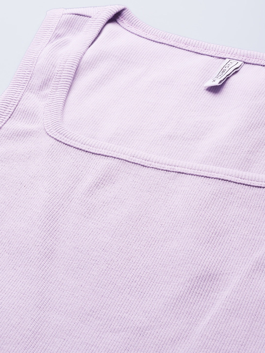 Women Ribbed Fitted Lavander Crop Top