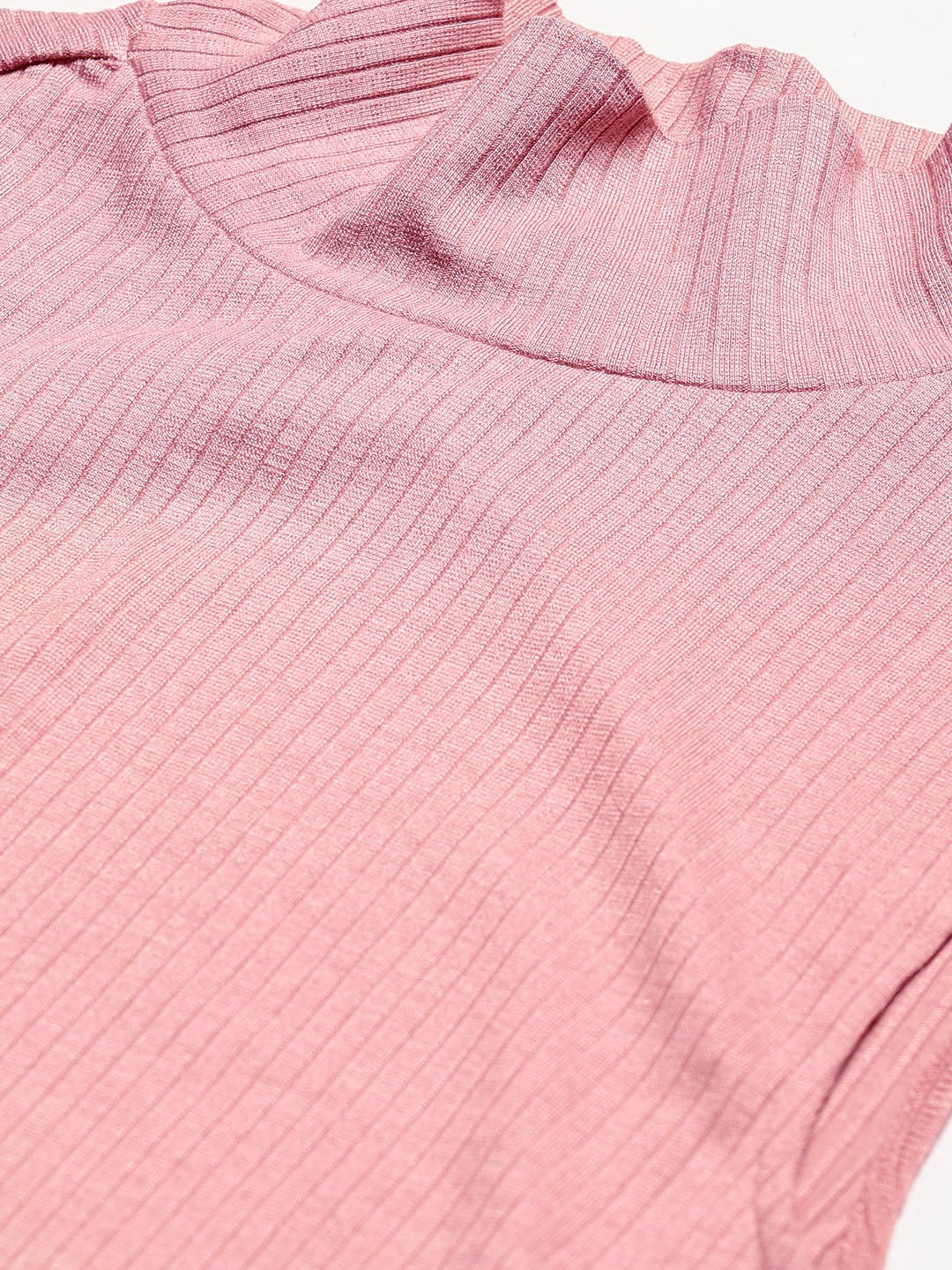 Women Ribbed Pink Crop Top