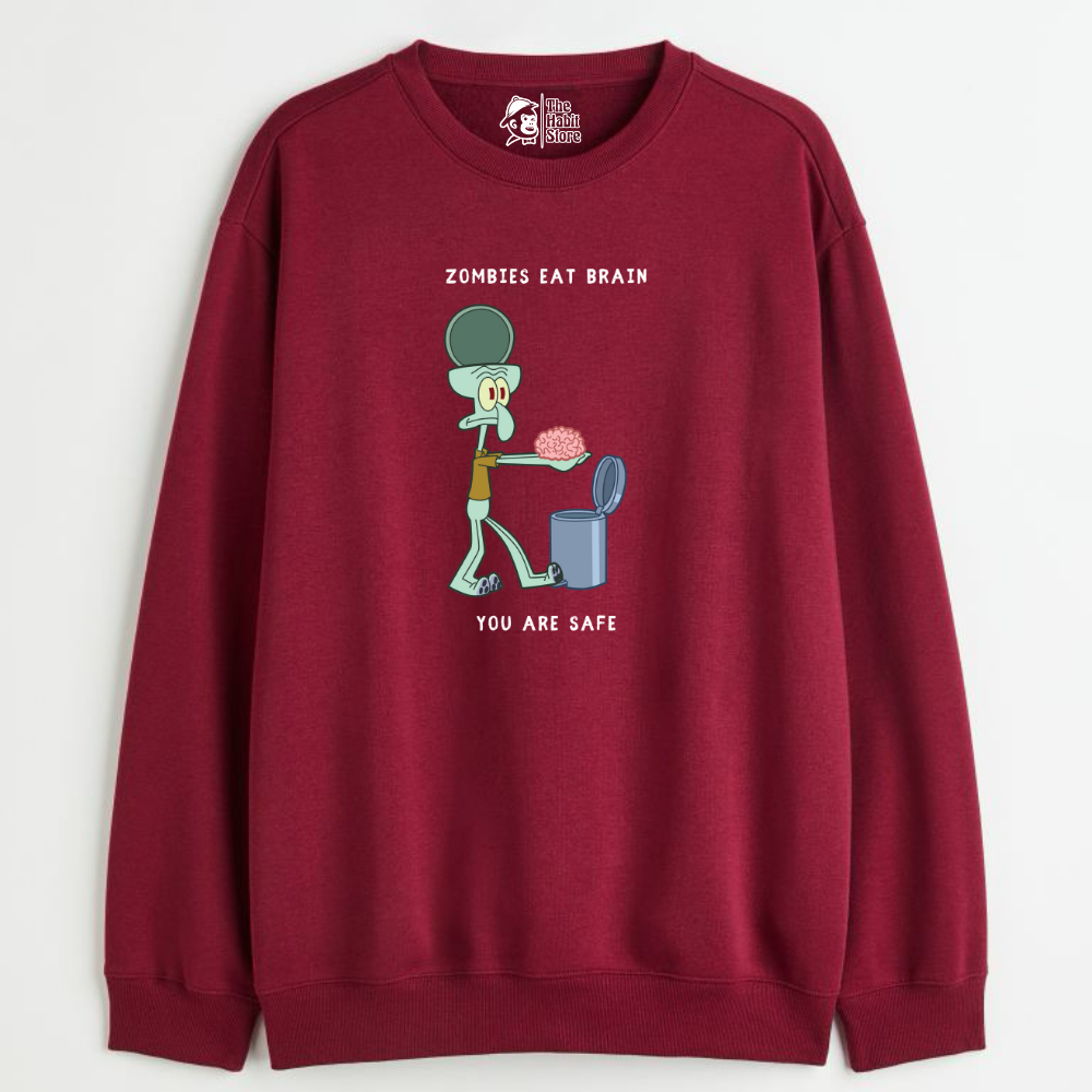 "Zombies Eat Brain You Are Safe - Cozy Delight: Winter Bliss Unisex Oversized Sweatshirt (400 GSM)"