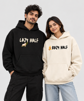 Lazy Half / Crazy Half – Couple Boxy Fit Hoodies (Set of 2) | 100% Cotton Fleece