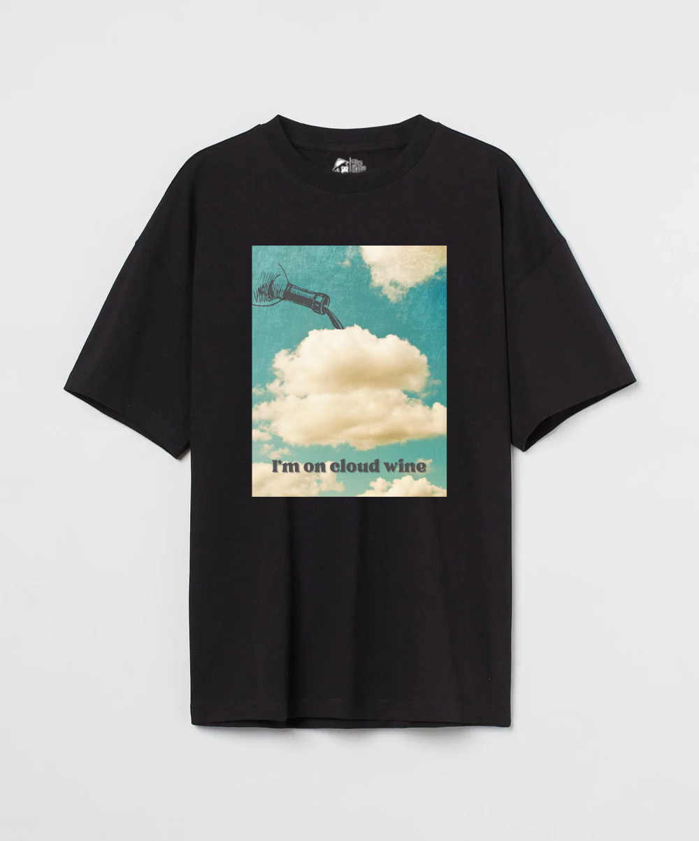 I'm On Cloud Wine 240 GSM Unisex Oversized T-shirt