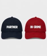 Partner in Crime – Embroidered Couple Caps Set of 2