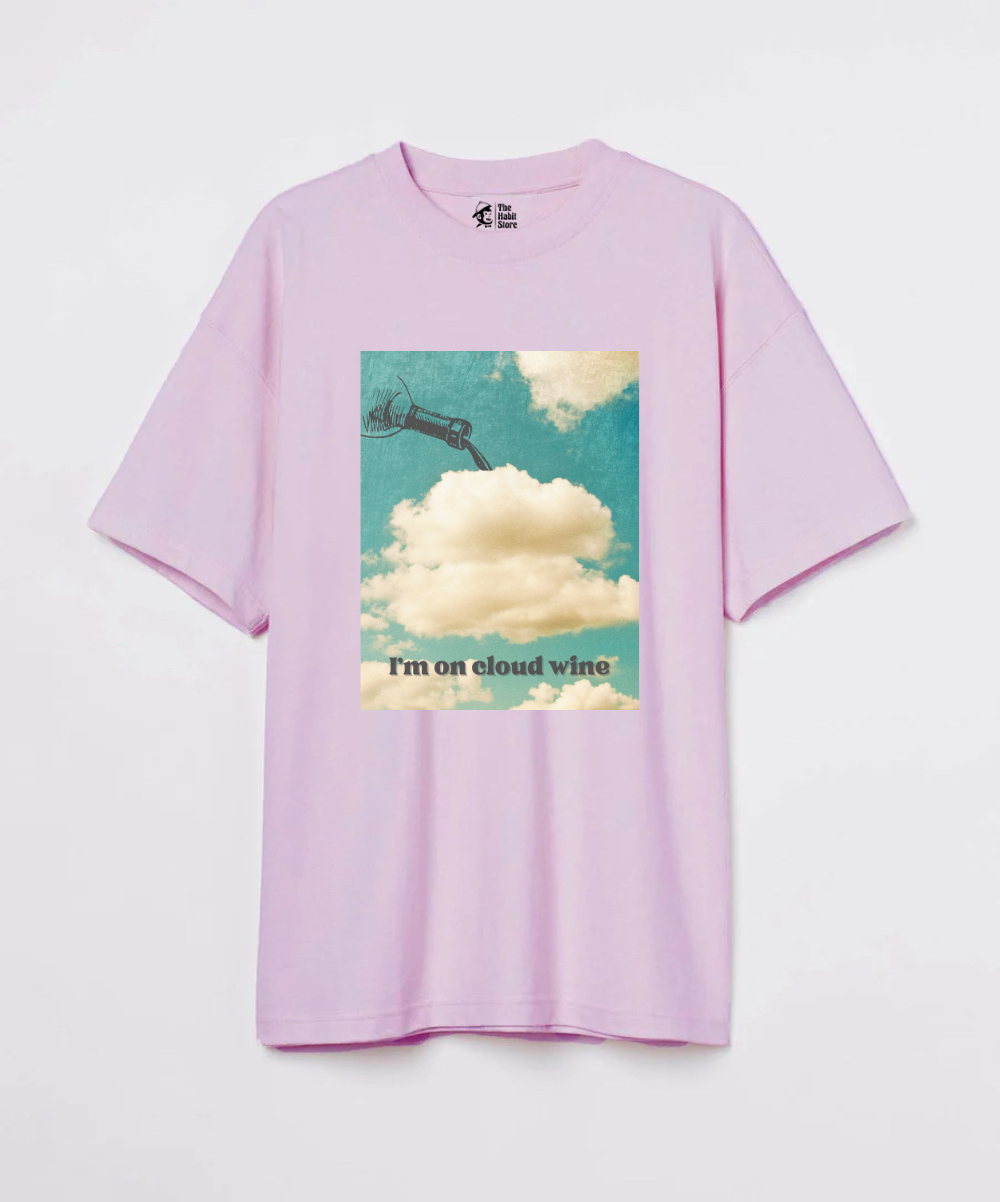 I'm On Cloud Wine 240 GSM Unisex Oversized T-shirt
