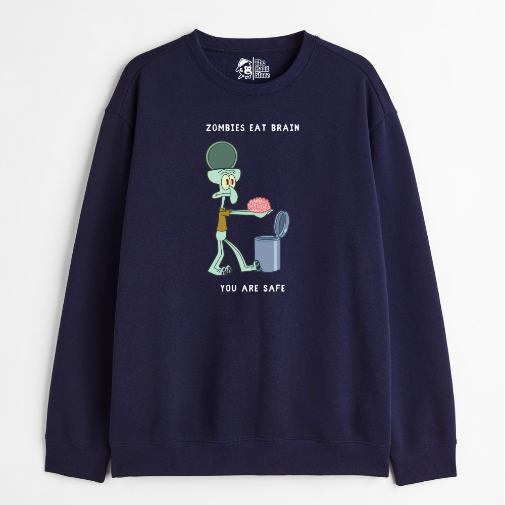 "Zombies Eat Brain You Are Safe - Cozy Delight: Winter Bliss Unisex Oversized Sweatshirt (400 GSM)"