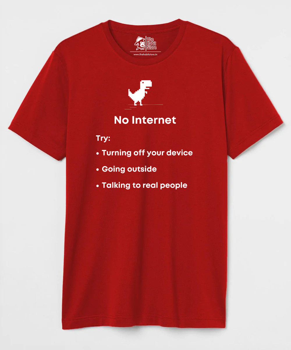 No Internet Unisex Round Neck Half Sleeve T-shirt