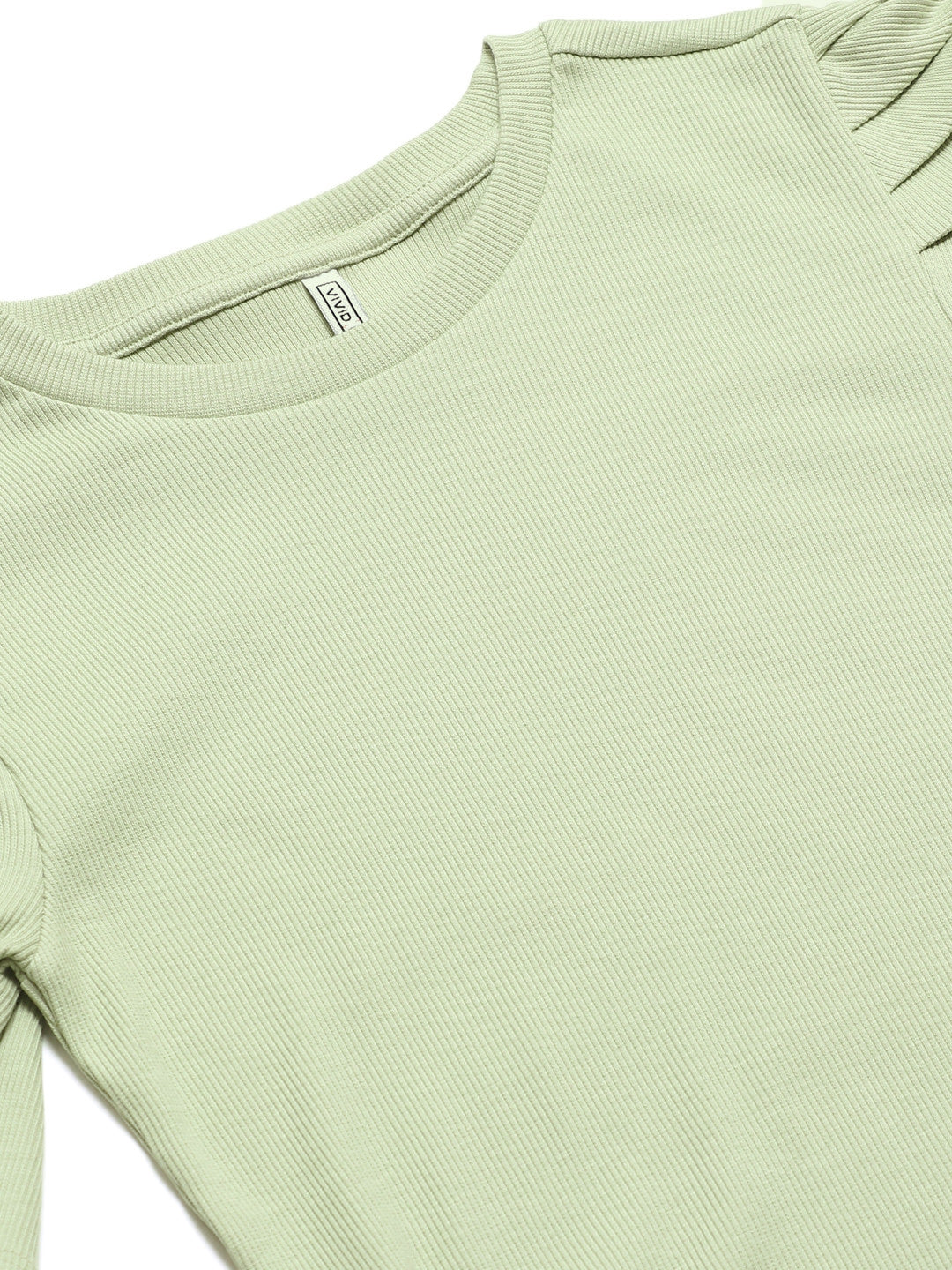 Women Puff Sleeve Green Top