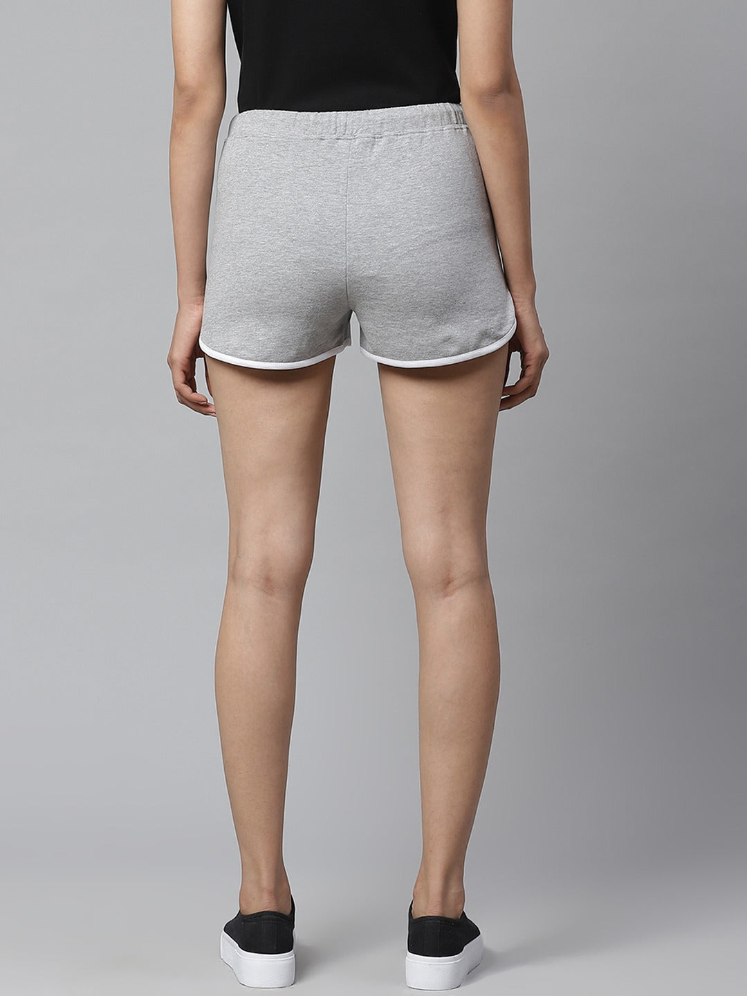 Women Solid Grey Regular Shorts