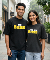 The Boss / The Real Boss – Couple Oversized Fit T-shirts (Set of 2) - Yellow Edition