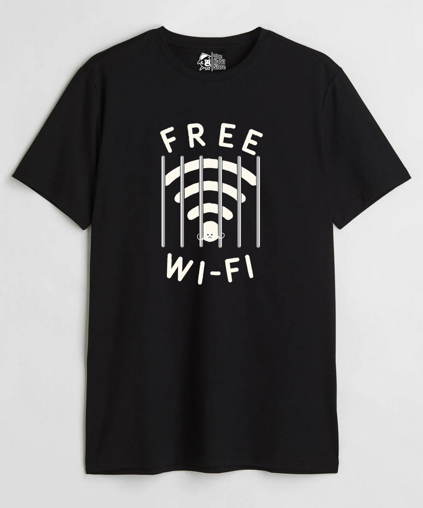 Free Wifi Unisex Round Neck Half Sleeve T-shirt