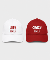Lazy Half & Crazy Half – Embroidered Couple Caps Set of 2