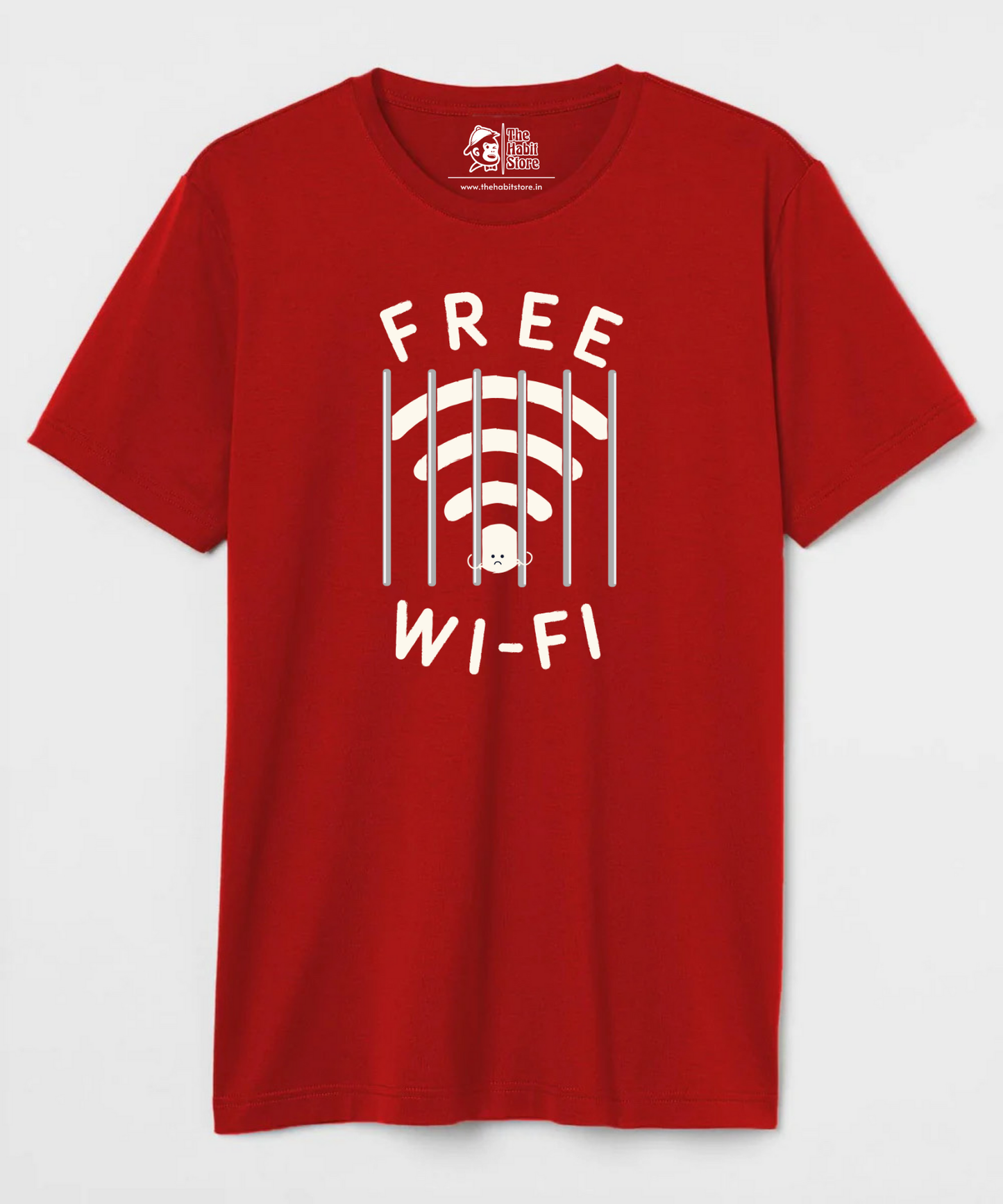 Free Wifi Unisex Round Neck Half Sleeve T-shirt