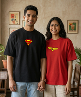Superman / Wonder Woman – Couple Oversized Fit T-shirts (Set of 2)