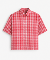 Red Gingham Oxford Cotton Shirt – Boxy Fit Half Sleeve Check Shirt