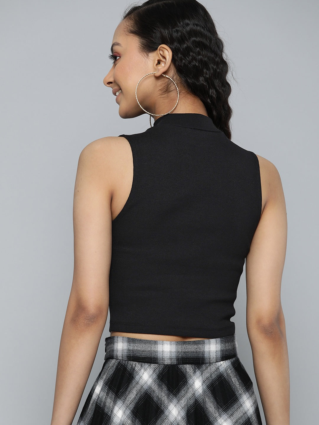 Women Ribbed Crop Top Black