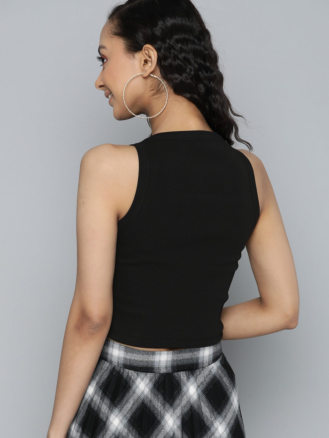 Women Ribbed Crop Top Black