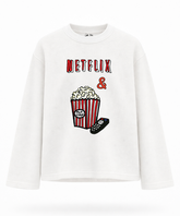 Netflix & Popcorn - Waffle Oversized Full Sleeve