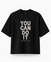 You Can Do It — Waffle Knit Boxy Oversized T-shirt