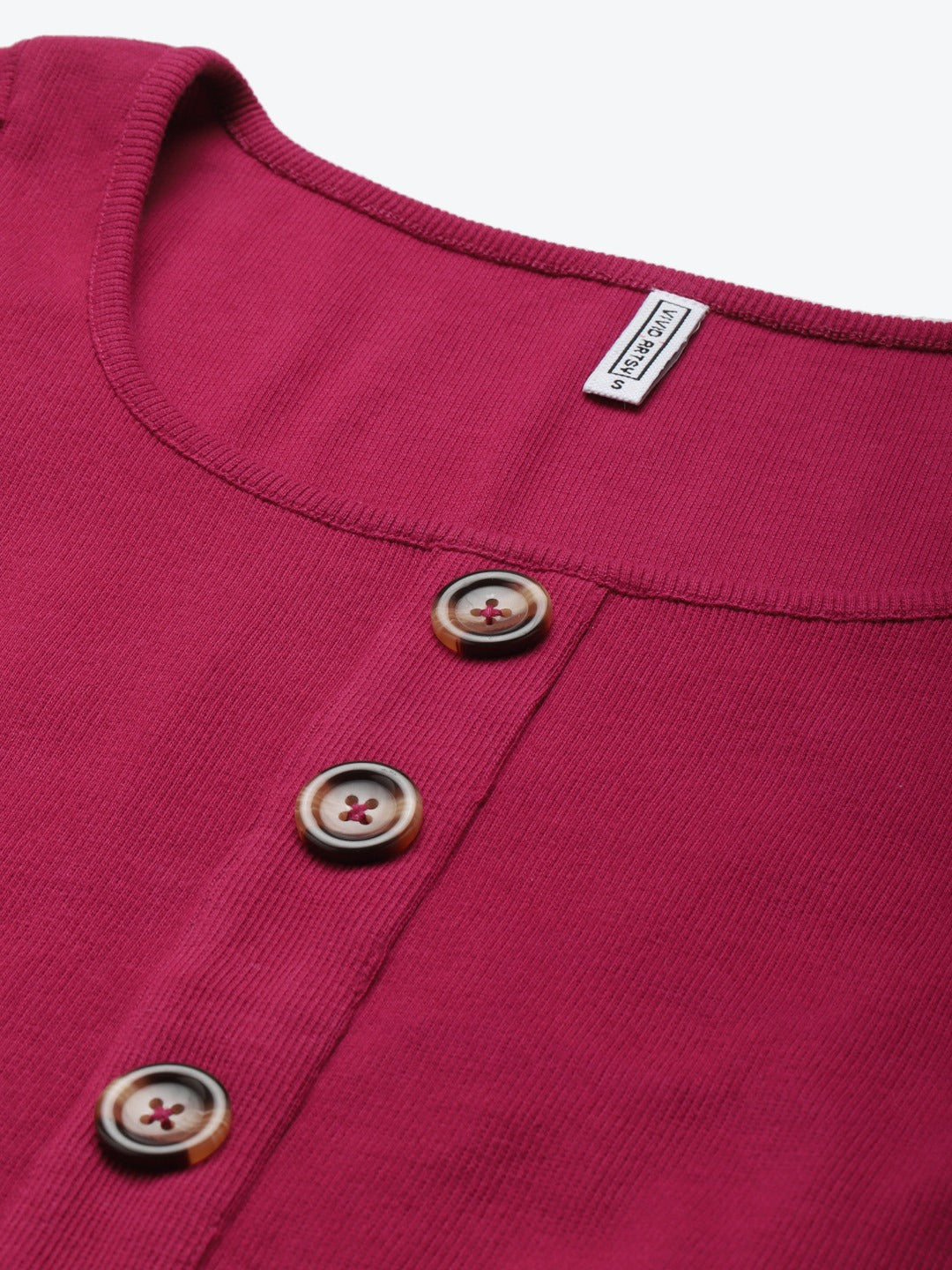 Women Puff Sleeve Solid Pink Top