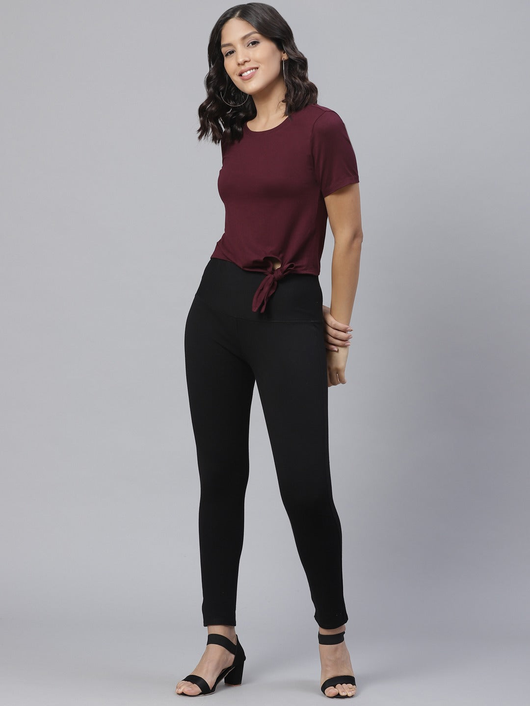 Women Side Knot Fitted Crop Top