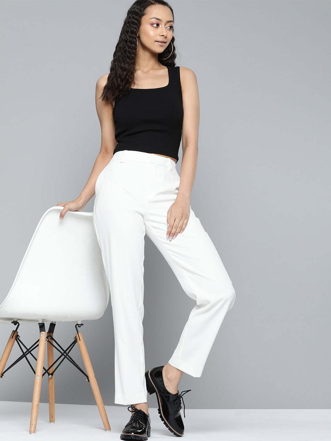 Women Ribbed Fitted Black Crop Top