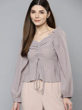 Women Front Ruching Solid Top