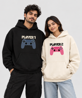 Player 1 / Player 2 – Couple Boxy Fit Hoodies (Set of 2) | 100% Cotton Fleece