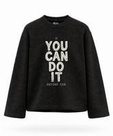 You Can Do It - Waffle Knit Oversized Full Sleeve