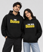 The Boss / The Real Boss – Couple Boxy Fit Hoodies (Set of 2) | 100% Cotton Fleece