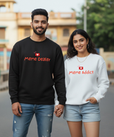 Meme Dealer – Meme Addict – Couple Oversized Sweatshirts (Set of 2) | Premium 400 GSM